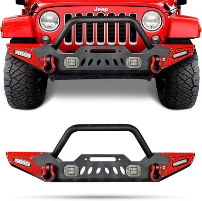 07-23 Jeep Wrangler Front Bumper with LED Fog Lights, Winch Plate, a pair of D-rings and Color DIY Steel Plates