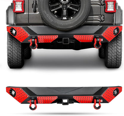 18+ Jeep Wrangler JL Rear Bumper with LED Fog Lights, a pair of D-rings and Color DIY Steel Plates (Copy)